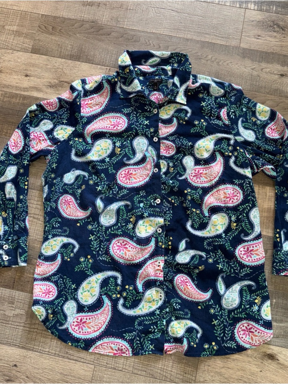 Talbots women 1X Paisley Button-Up Shirt